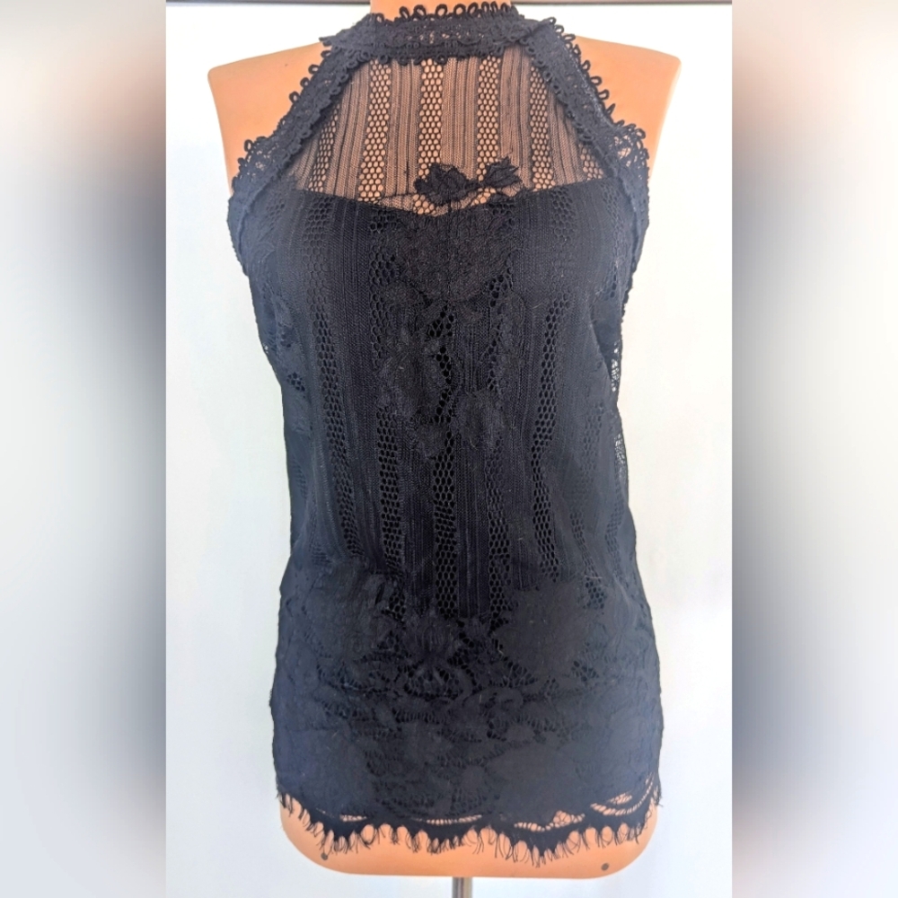 Ultra Pink, Black, embroidered lace, size XL, Tank Top, new with tags